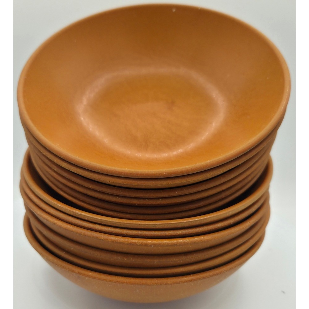 Ellingers Agatized Wood Small Snack Bowls Set of 12 Brown Sheboygan WI 55 MCM